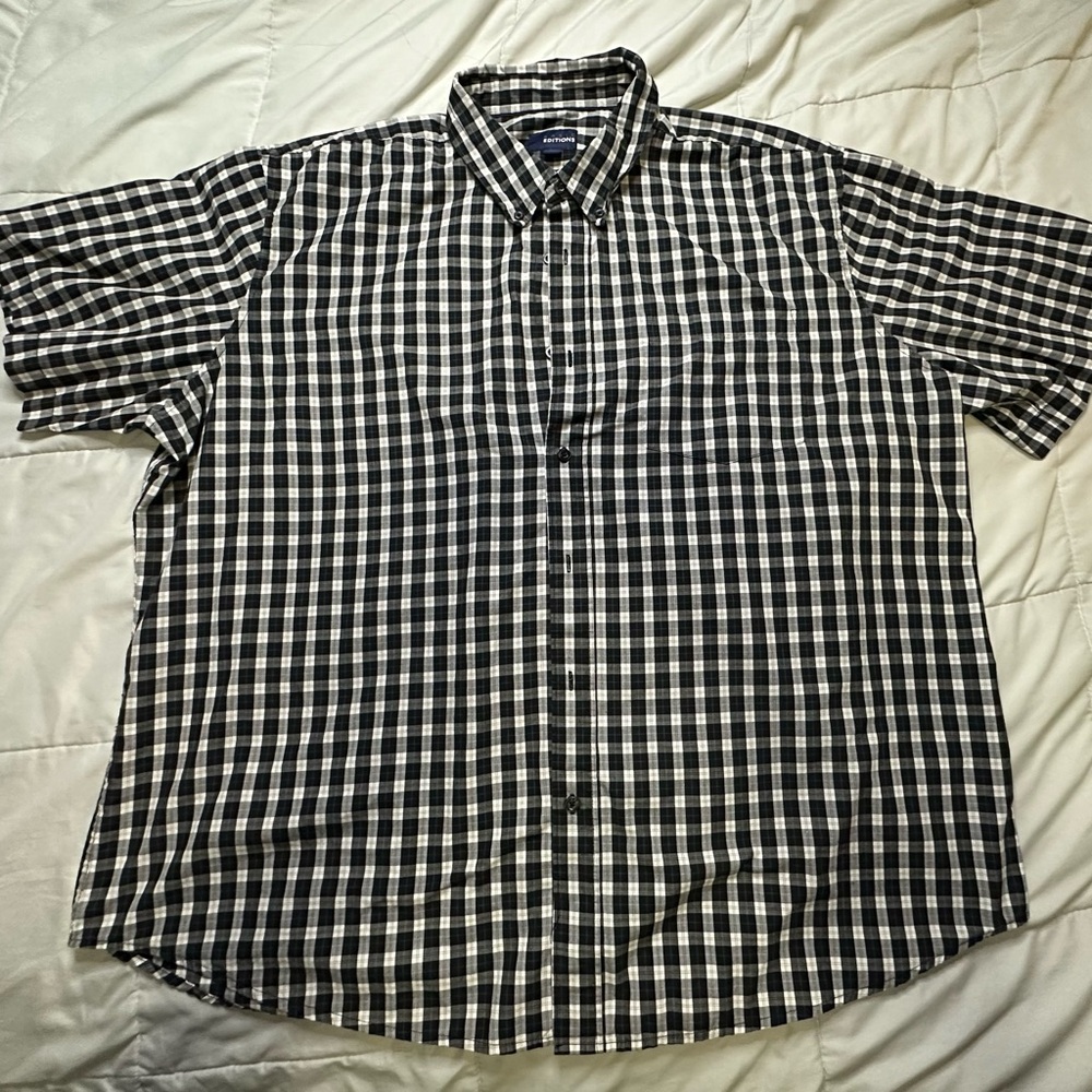 Basic Editions Black and White Plaid Men's Shirt